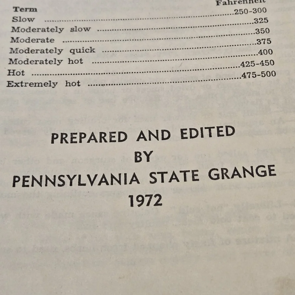 Vintage (1972) Grange Pennsylvania State Cookbook 536 Pages Over 1500 Recipes
